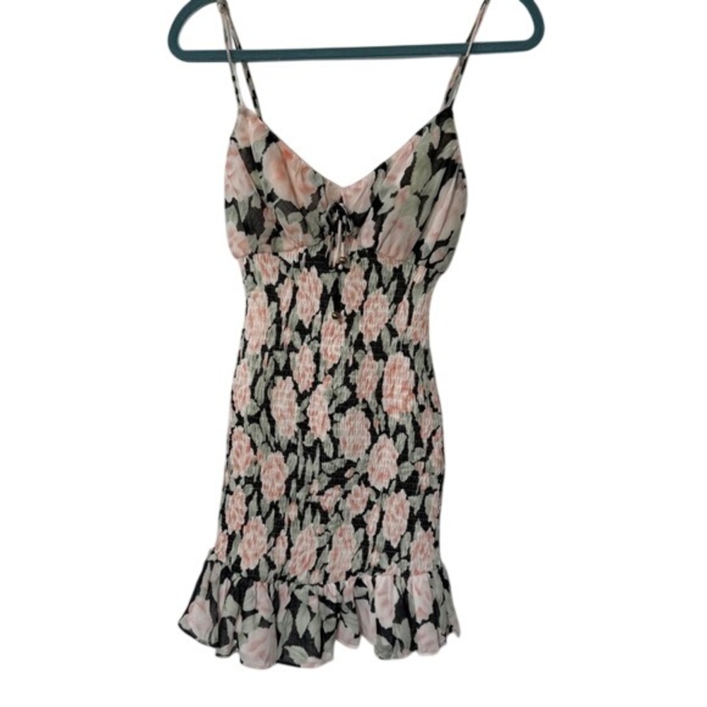 Here Comes The Sun Mini Dress Womens S Pink Floral Smocked Ruffle